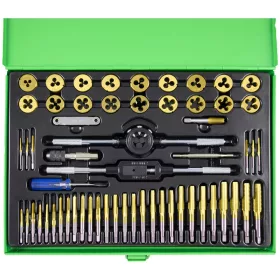   JBM Menetfúró és menetmetsző készlet M2–M12 + 1/8”-27 NPT, titánbevonattal, 58 részes (50792)