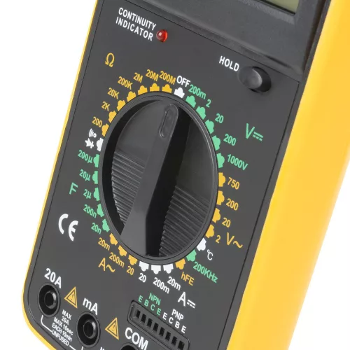 JBM Digitális multiméter AC/DC méréshez, 20 A, hőmérsékletmérő szondával (50942)