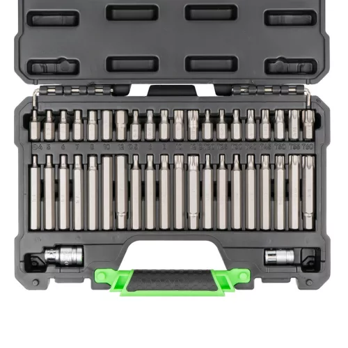 JBM Bitkészlet 3/8” és 1/2” meghajtással, biztonsági HEX, Torx és 12 lapú profilokkal, 42 részes (50985)