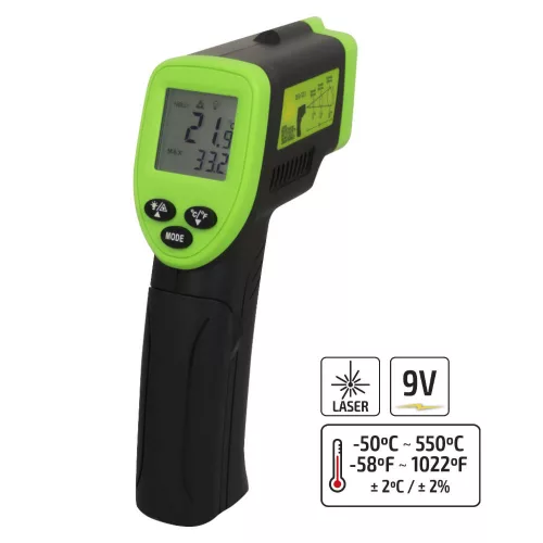 JBM Infravörös lézeres hőmérő, –50–550 °C, ±2 °C pontossággal (52162)