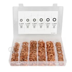   JBM Réz tömítőgyűrű készlet olajleeresztő csavarhoz, 10–20 mm, 525 részes (52163)