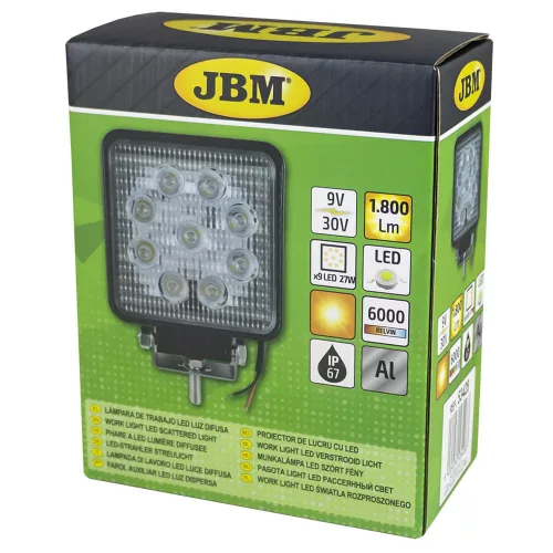 JBM LED munkalámpa járművekhez és munkagépekhez, 27 W, 1800 lm, 10–30 V, szórt fény (53428)