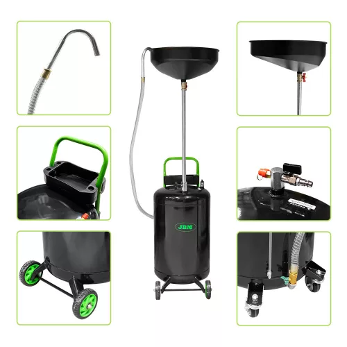 JBM Olajleeresztő tartály 80 l, kerekes olajgyűjtő 70 l tartállyal (53873)