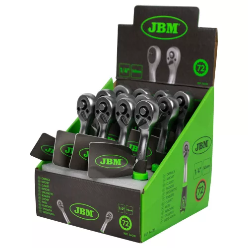 JBM Racsnás hajtókar 1/4", 72-TOOTH fej 145 mm, horganyzott (54018)