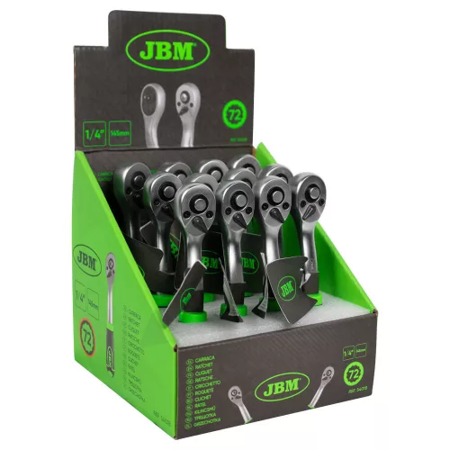 JBM Racsnás hajtókar 1/4", 72-TOOTH fej 145 mm, horganyzott (54018)