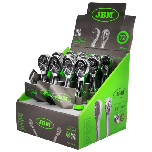 JBM Racsnis hajtókar 1/4” meghajtással, 72 fog, 145 mm, krómozott CrV acél (54022)