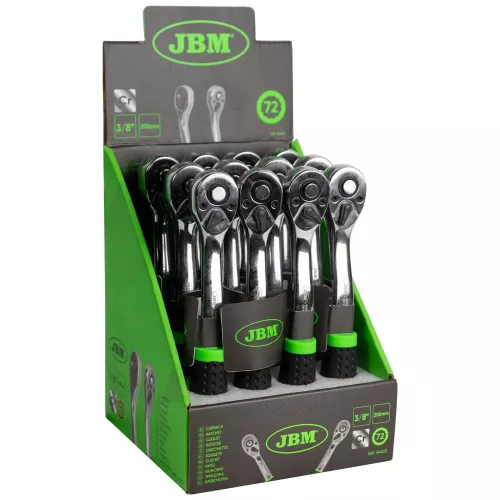 JBM Racsnis hajtószár 3/8”, 72 fogú fejjel, 200 mm (54023)