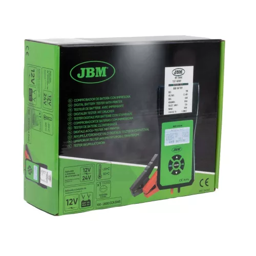 JBM Akkumulátor teszter beépített nyomtatóval, 12 V, 100–2000 CCA (54040)