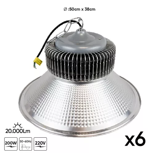 JBM Ipari LED csarnokvilágító szett 6 db, 200 W, 20 000 lm (54133)