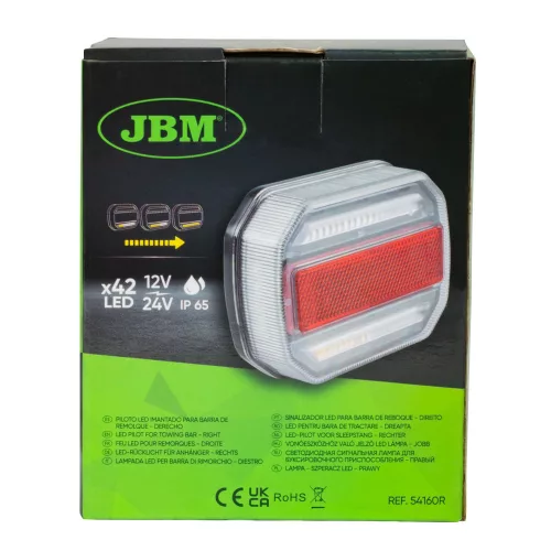 JBM Utánfutó LED hátsó lámpa jobb oldalra, mágneses rögzítéssel, 12–24 V, 4 funkcióval (54160R)