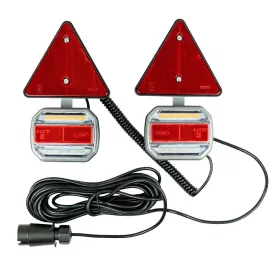   JBM Utánfutó lámpa készlet mágneses rögzítéssel, 2 LED lámpa + 2 háromszög fényvisszaverő, 12–24 V, IP65 (54162)