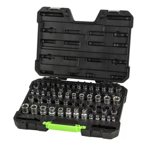JBM Torx és Torx Plus dugókulcs- és bitkészlet 1/4”–1/2” meghajtással, E4–E24 és T6–T70, 77 részes (54539)