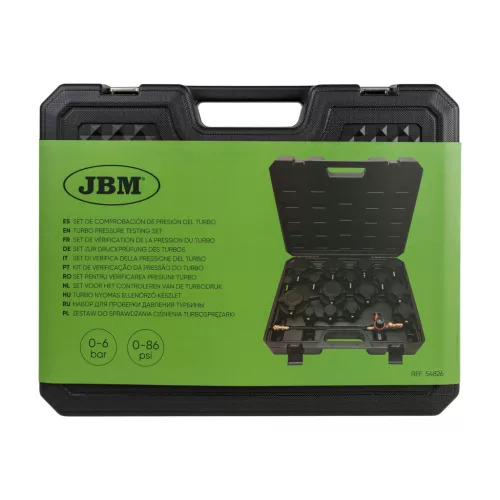 JBM Turbónyomás teszter készlet töltőlevegő-rendszer szivárgásvizsgálathoz, 17 részes (54826)