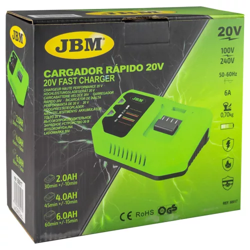 JBM Gyorstöltő 20 V, 6 A, JBM Li-ion akkukhoz (60017)