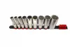 KROFtools Dugókulcs készlet sínen 1/2”, 9 részes, hosszú 12 szögű fejekkel (1238)
