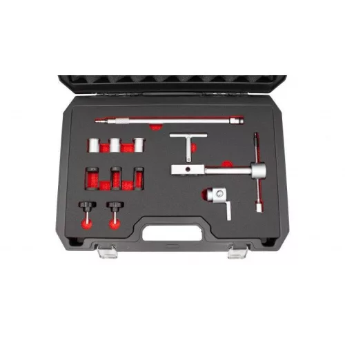 KROFtools Pneumatikus szeleprugó lenyomó készlet, 15 részes (Levegős szeleprugó összehúzó készlet) (2115)