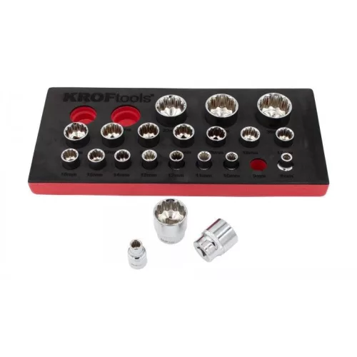 KROFtools Dugókulcs készlet 12 szögű kivitelben, 1/2”, 8–36 mm, 21 részes (2125)