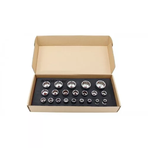 KROFtools Dugókulcs készlet 12 szögű kivitelben, 1/2”, 8–36 mm, 21 részes (2125)
