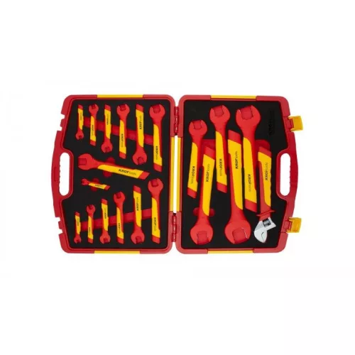 KROFtools 20 darabos Villanyszerelő VDE szigetelt villáskulcs szerszámkészlet 6-32 mm  (3021)