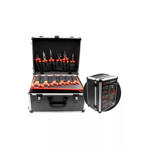 KROFtools  VDE Szigetelt villanyszerelő szerszámkészlet, kofferban, 111 részes (3022)