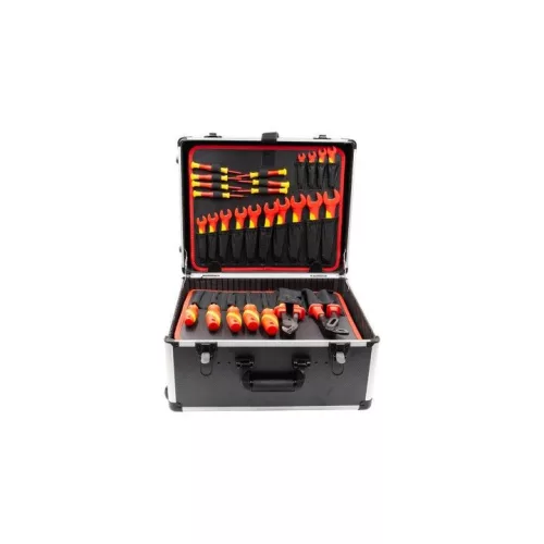KROFtools  VDE Szigetelt villanyszerelő szerszámkészlet, kofferban, 111 részes (3022)