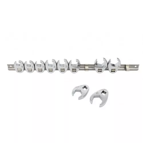 KROFtools Hollanderkulcs fej készlet 3/8”, 10 részes, nyitott villás dugókulcs 10–22 mm (3835)