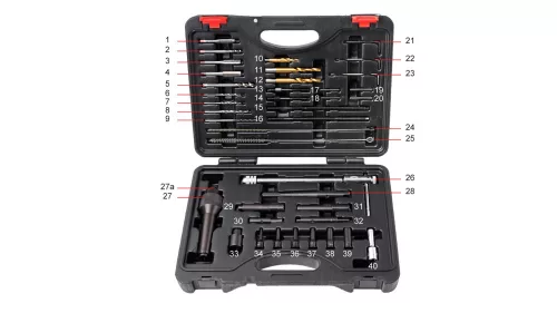 KROFtools Izzítógyertya kiszedő készlet sérült és beszakadt izzítógyertyákhoz, 40 részes (4446)