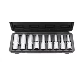   KROFtools Dugókulcs készlet E-Torx profillal, 1/2” meghajtás, E10–E24, 9 részes (6103)