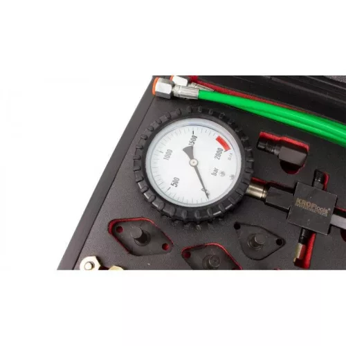 KROFtools Common rail nagynyomású dízel teszter készlet 0–2000 bar, analóg mérőórával (8150)