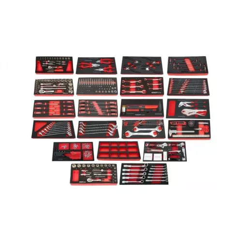 KROFtools SZERSZÁM SZEKRÉNY ( műhelykocsi )14 FIÓKOS, 353 DB szerszámmal(8354)
