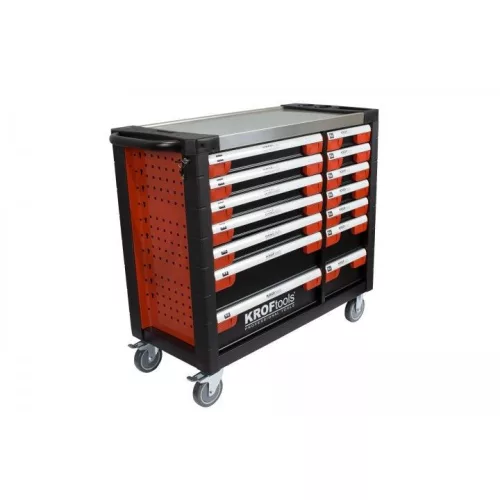 KROFtools SZERSZÁM SZEKRÉNY ( műhelykocsi )14 FIÓKOS, 353 DB szerszámmal(8354)