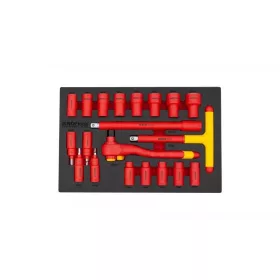   KROFtools Villanyszerelő VDE szigetelt 1/2"-os dugókulcs és villáskulcs készlet, 20 db-os  (8360)