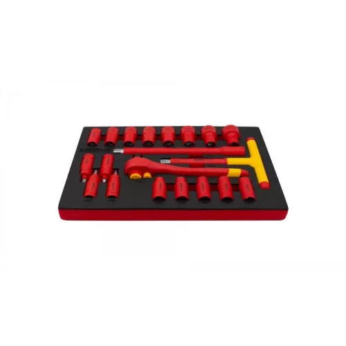KROFtools Villanyszerelő VDE szigetelt 1/2"-os dugókulcs és villáskulcs készlet, 20 db-os  (8360)