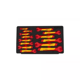   KROFtools  Villanyszerelő VDE szigetelt nyitott végű villáskulcs készlet, 14 részes, 6-21 mm-es (8362)