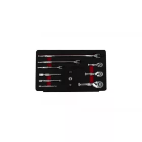   KROFtools Rövid racsnis hajtókar készlet 12 részes, 1/4”, 3/8” és 1/2” tartozékokkal (8368)
