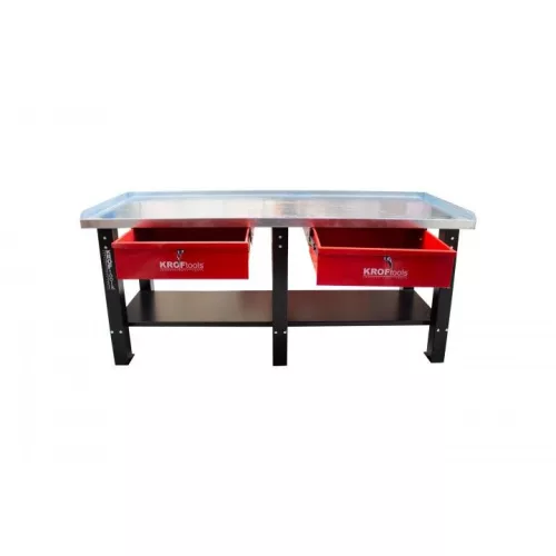 KROFtools Műhelyasztal, munkapad, 2 fiókkal, 2000x700x850 mm (8480)