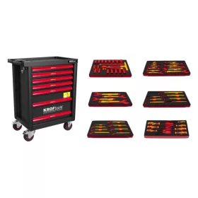   KROFtools Villanyszerelő SZERSZÁmSZEKRÉNY SZIGETELT SZERSZÁmokkal - 6 MODUL, fekete (8498PRE)