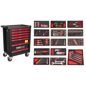   KROFtools  SZERSZÁMkocsi (SZEKRÉNY) 7 FIÓKOS 236 DARABOS, FEKETE (8500PRE)