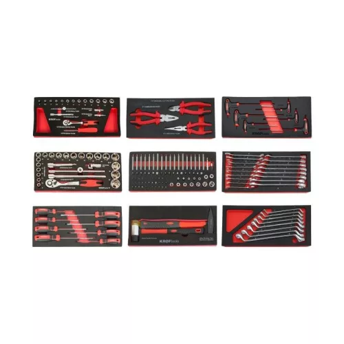 KROFtools  SZERSZÁMkocsi , (SZEKRÉNY) 7 FIÓKOS 173 DARAB szerszám, FEKETE(8501PRE)