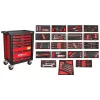 KROFtools SZERSZÁM SZEKRÉNY ( műhelykocsi ) 7 FIÓKKAL,  267 DB szerszámmal, piros (8502VER)