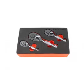  KROFtools 3 részes rövid racsnis hajtószár készlet, 1/4"-3/8"-1/2" (8557)