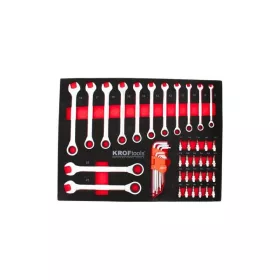   KROFtools Racsni-csillag-villáskulcs és 1/4" bitkészlet szerszám tálca, szivacs, 45 db szerszám (8569)