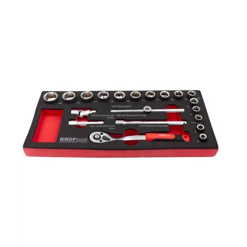 KROFtools Dugókulcs készlet 3/8” hajtással, 8–24 mm, racsnival, 20 részes (8573)