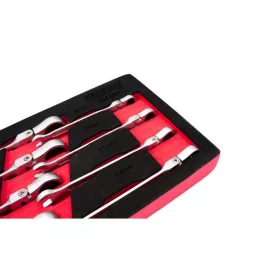   KROFtools Csuklós racsnis csillag-villás kulcs készlet, 8 részes, szivacs tálcán, 8-19 mm (8597)