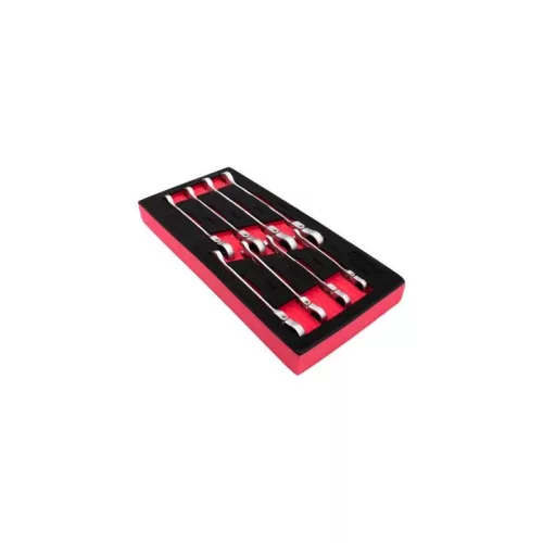 KROFtools Csuklós racsnis csillag-villás kulcs készlet, 8 részes, szivacs tálcán, 8-19 mm (8597)