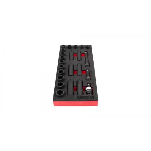 KROFtools Gépi dugókulcs készlet szerszámkocsi-modulban 1/2”, 8–22 mm, 23 részes (8604)