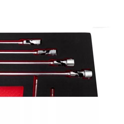 KROFtools T-szárú dugókulcs készlet, extra hosszú (400 mm), 8 részes, 6-19 mm, szivacs tálca (8607)