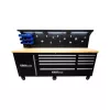KROFtools Mobil műhely munkapad 2133 mm hosszú, 10 fiókkal, 38 mm vastag fa munkafelülettel (8631)