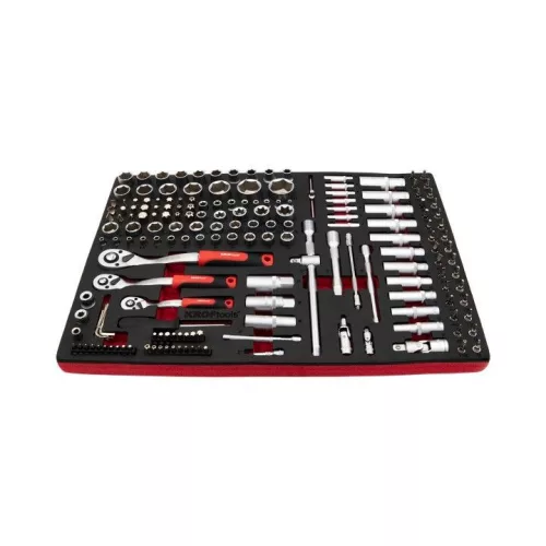 KROFtools  PROLINE szerszámkészlet, szerszámkocsi tálcák, 7 modul, 318 darab szerszám(8638)