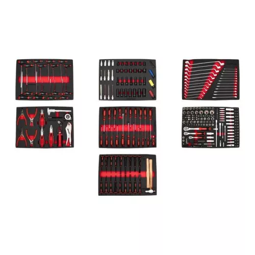 KROFtools  PROLINE szerszámkészlet, szerszámkocsi tálcák, 7 modul, 318 darab szerszám(8638)